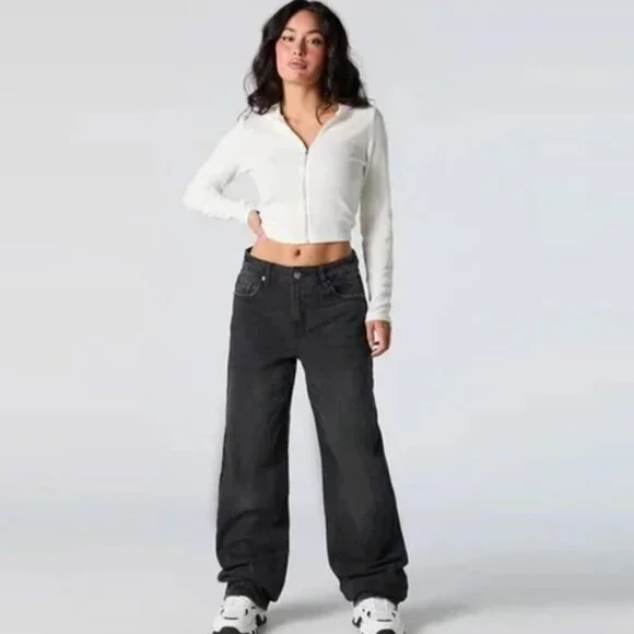 Refuge Denim High Waist Loose Fit Baggy Black Retro Jeans, size 5 - Picture 1 of 12